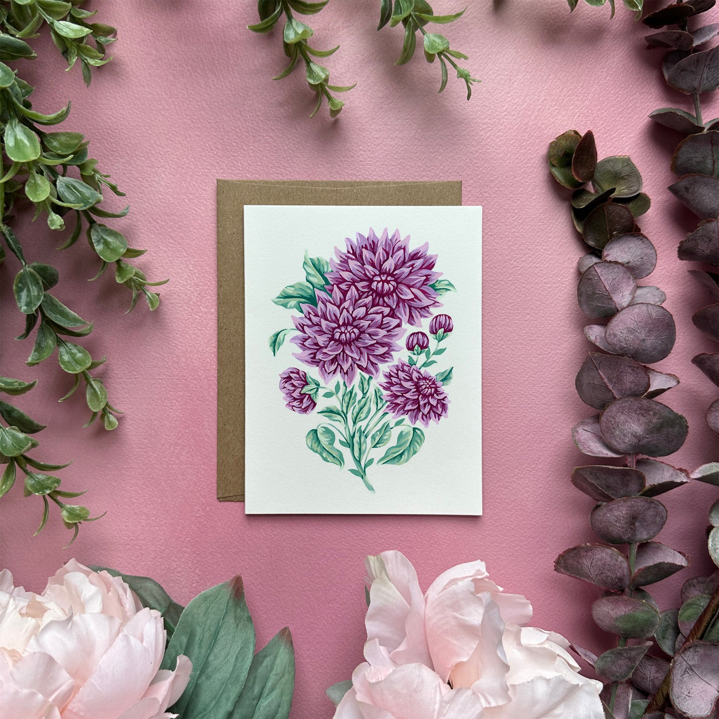 Dahlia Flower Greeting Card