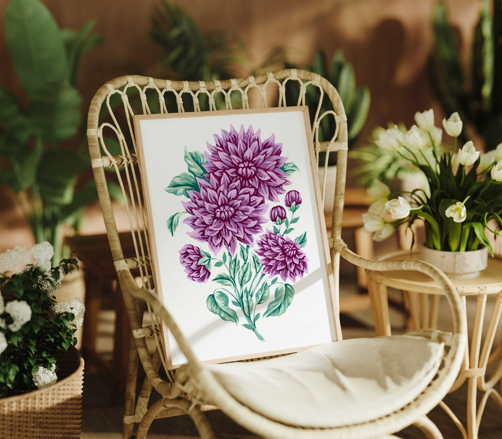 Mia Whittemore Dahlia Floral Art Print Chair