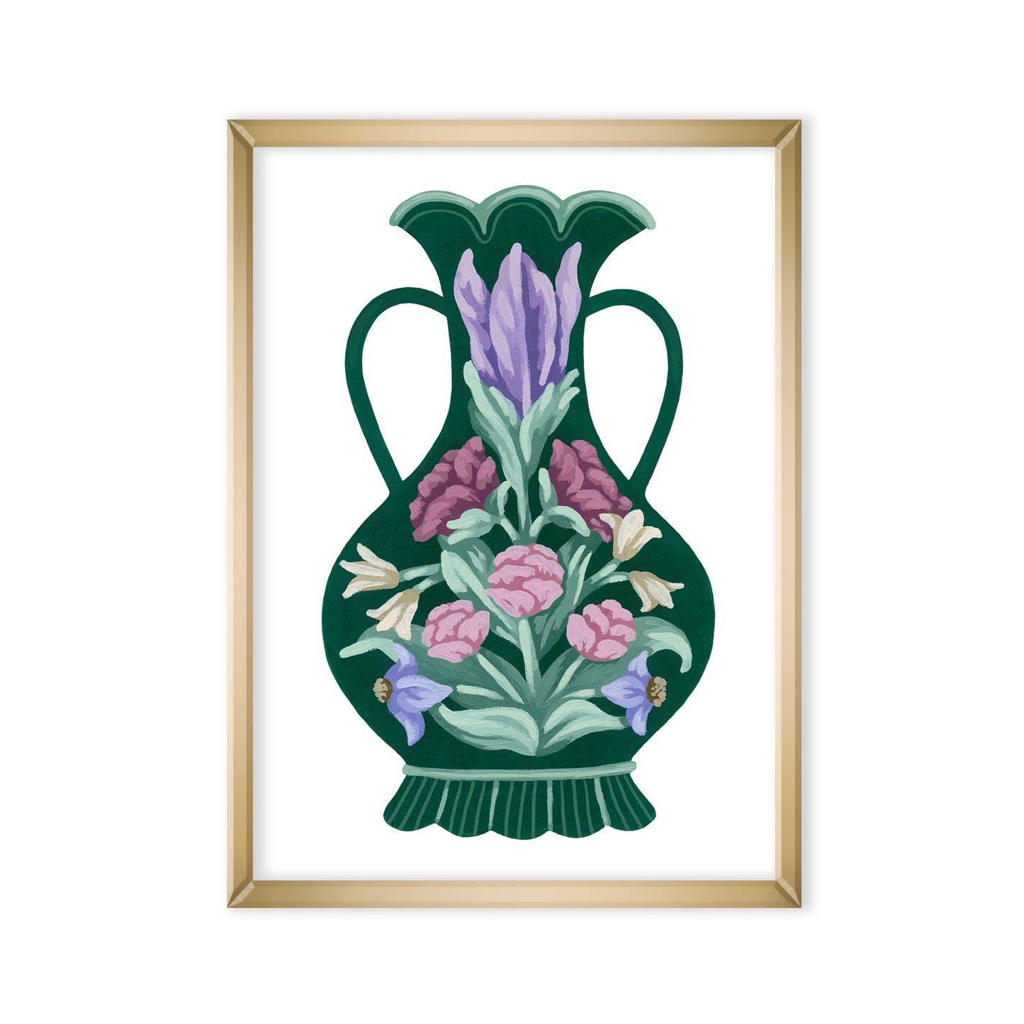 Mia Whittemore Dark Green Vase with Flowers Mini Art Print Main Image 1
