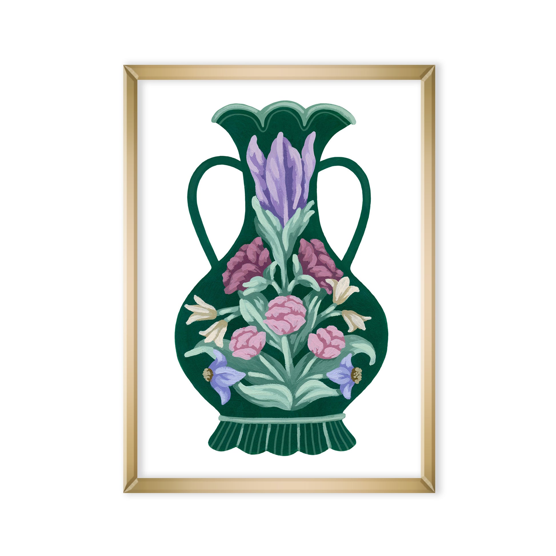 Mia Whittemore Dark Green Vase with Flowers Mini Art Print Main Image 1
