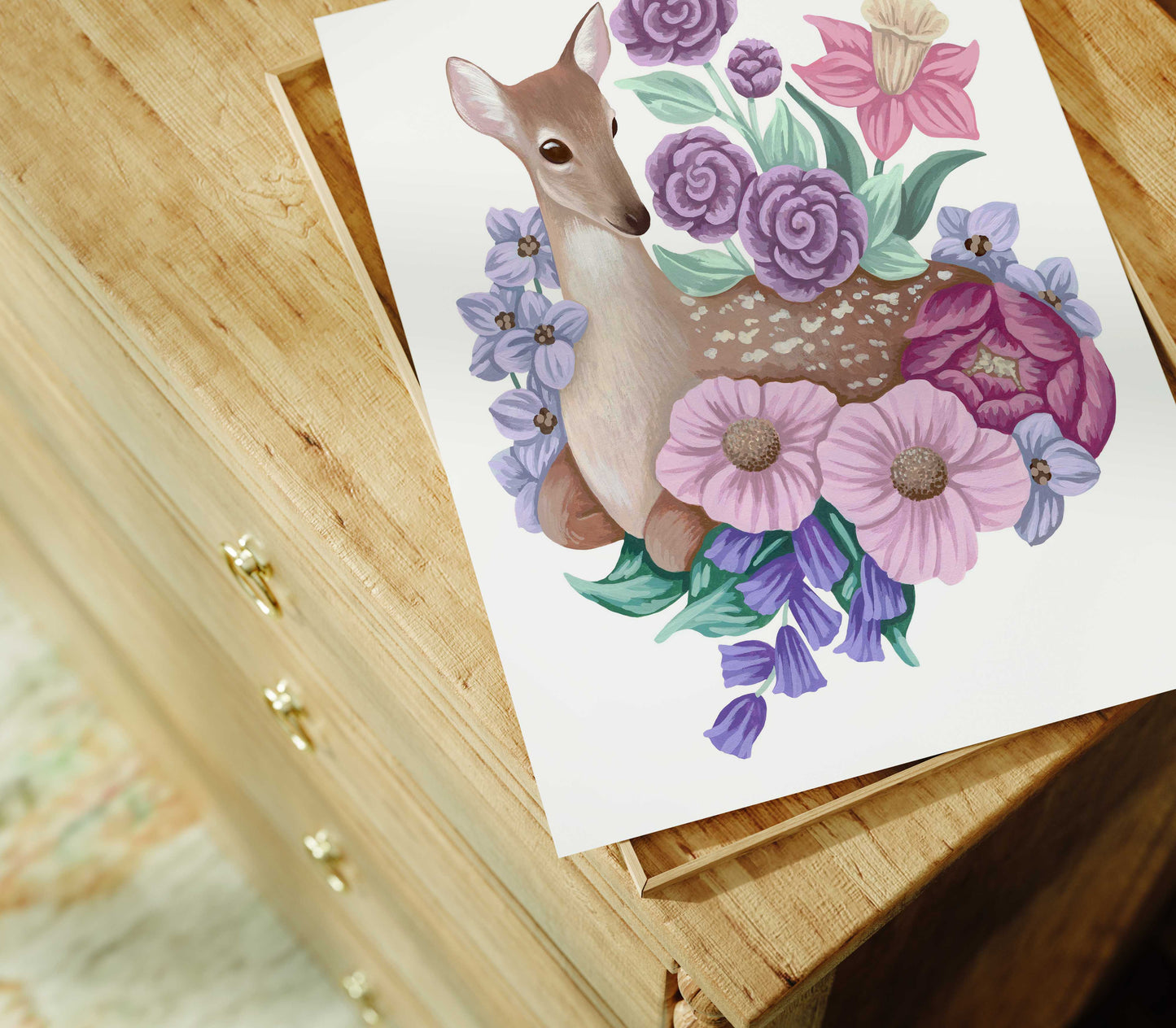 Mia Whittemore Deer Floral Art Print Display