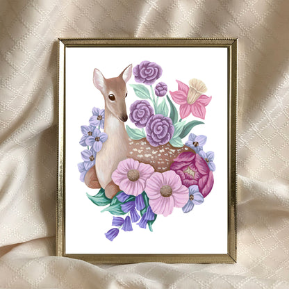 Deer Flower Art Print