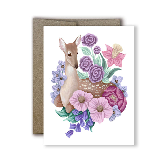 Deer Flower Greeting Card