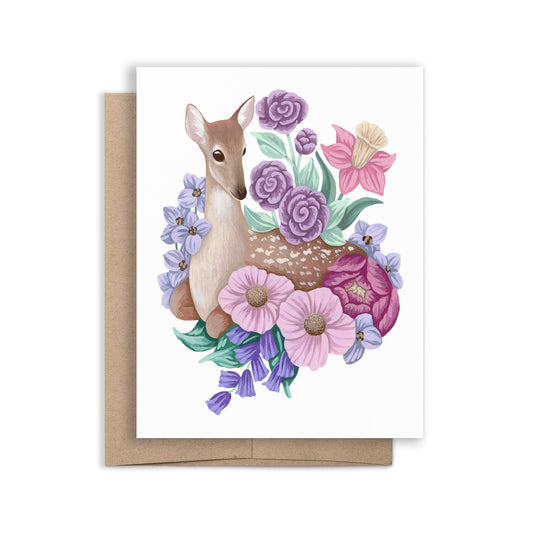 Deer Flower Greeting Card