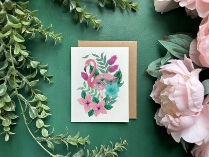 Flamingo Flower Greeting Card