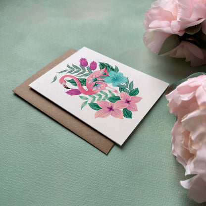 Flamingo Flower Greeting Card