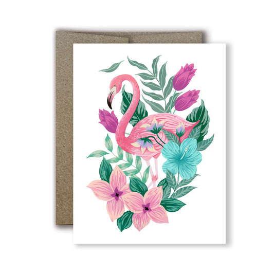 Flamingo Flower Greeting Card
