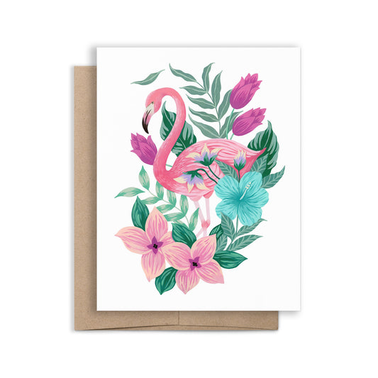 Flamingo Flower Greeting Card