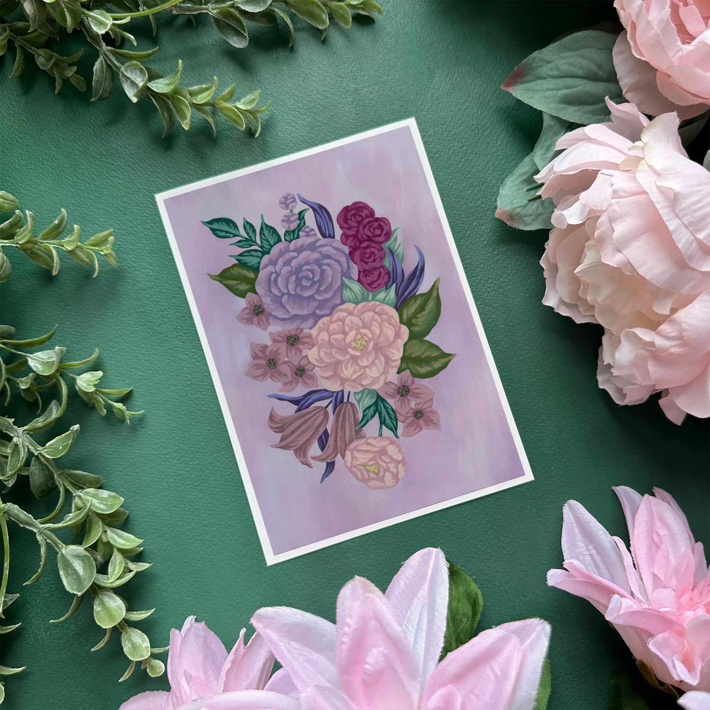 Floral Arrangement on Lilac Mini Art Print