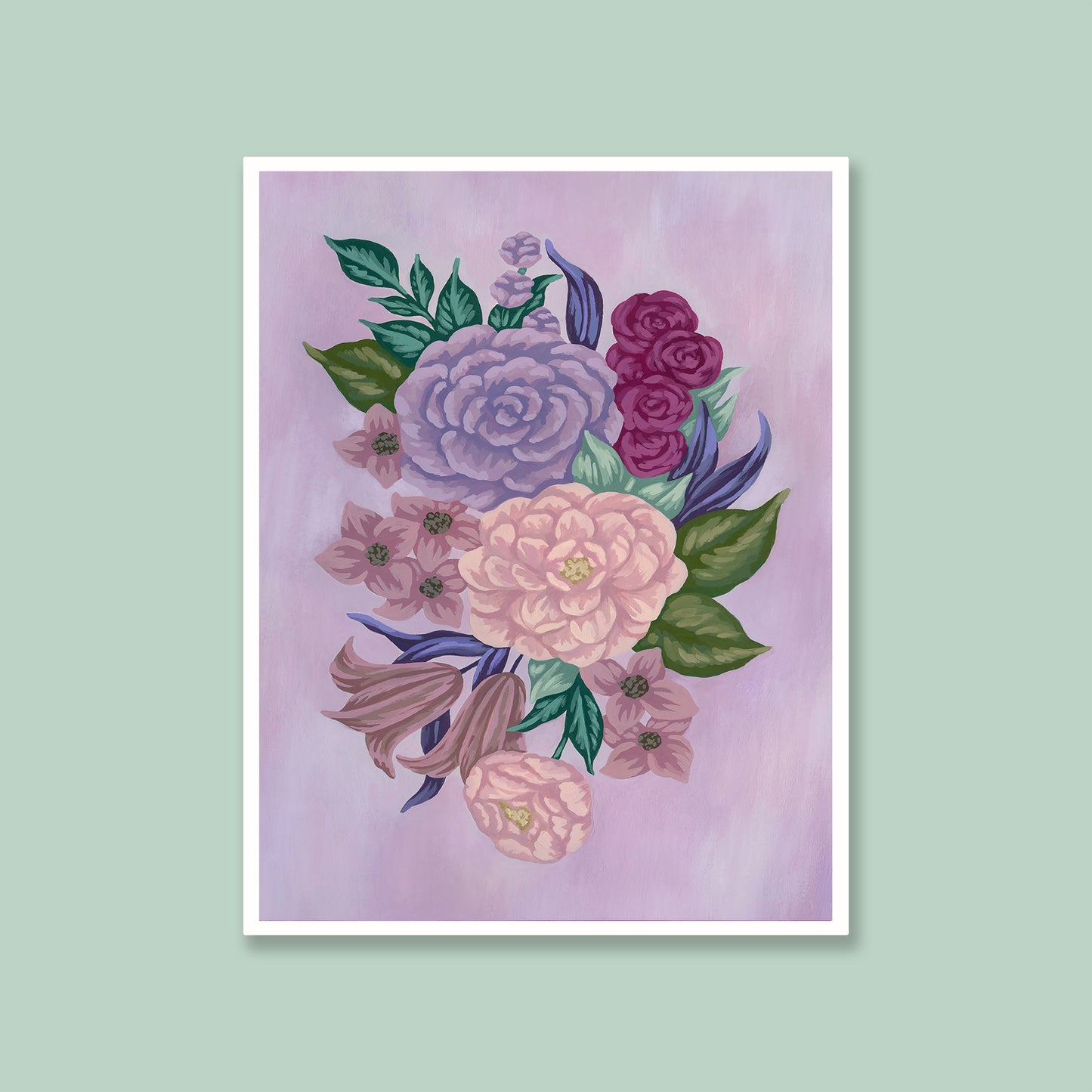 Floral Arrangement on Lilac Mini Art Print
