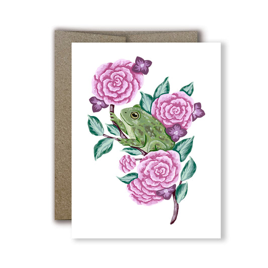 Frog Flower Greeting Card