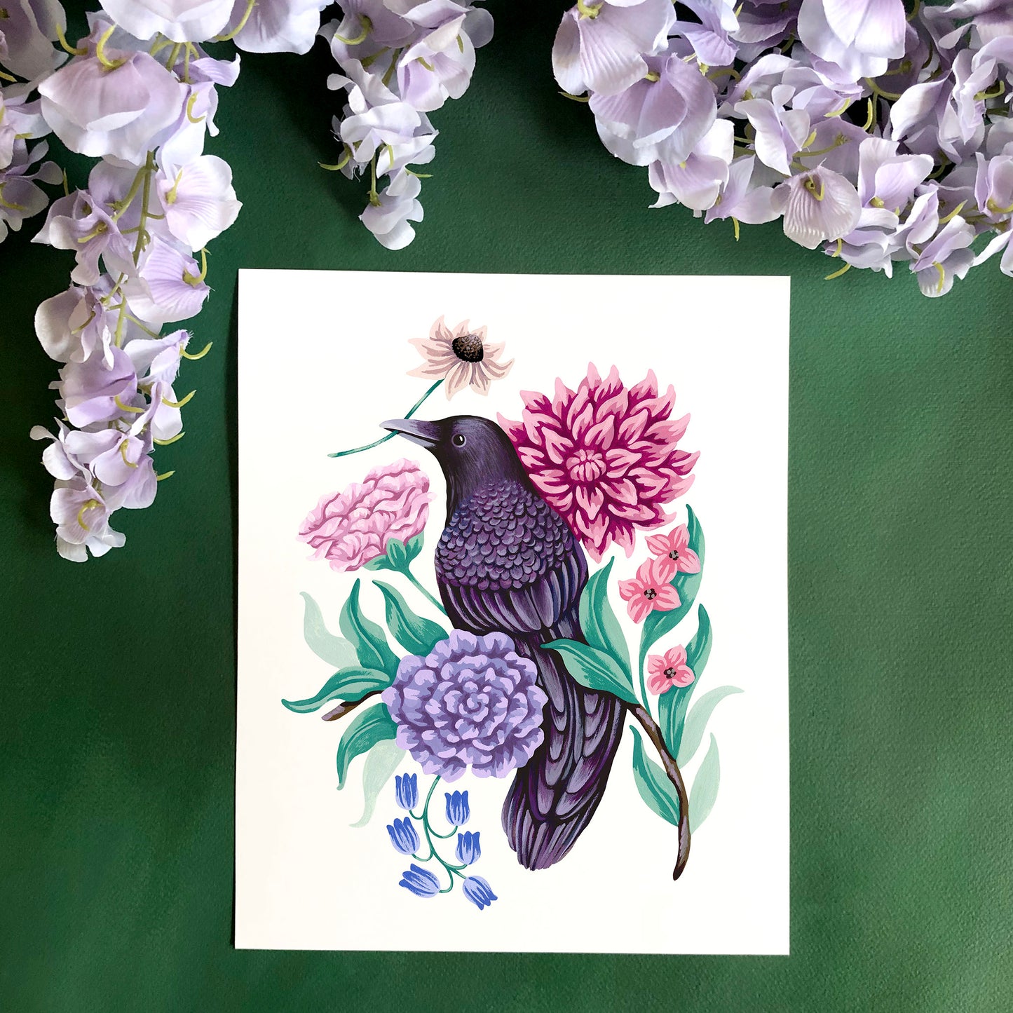 Raven Flower Art Print