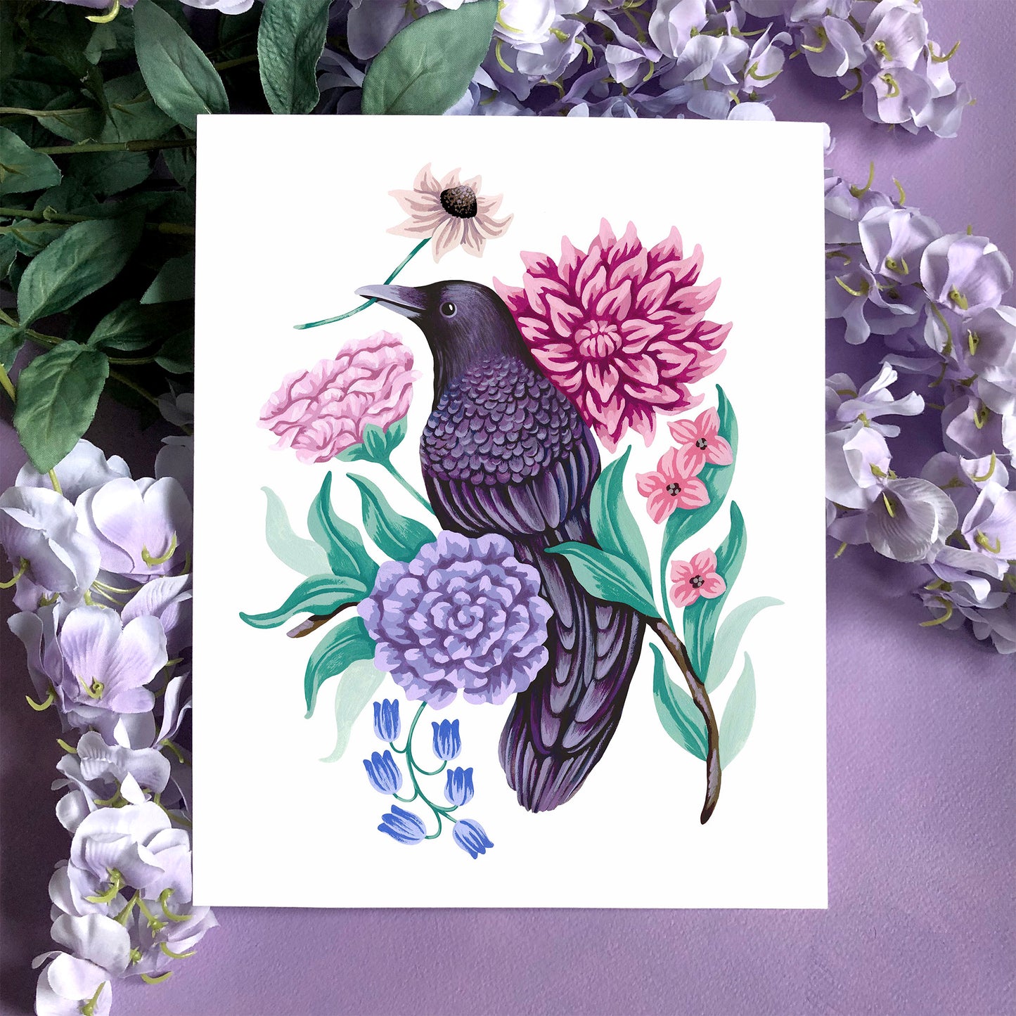 Raven Flower Art Print
