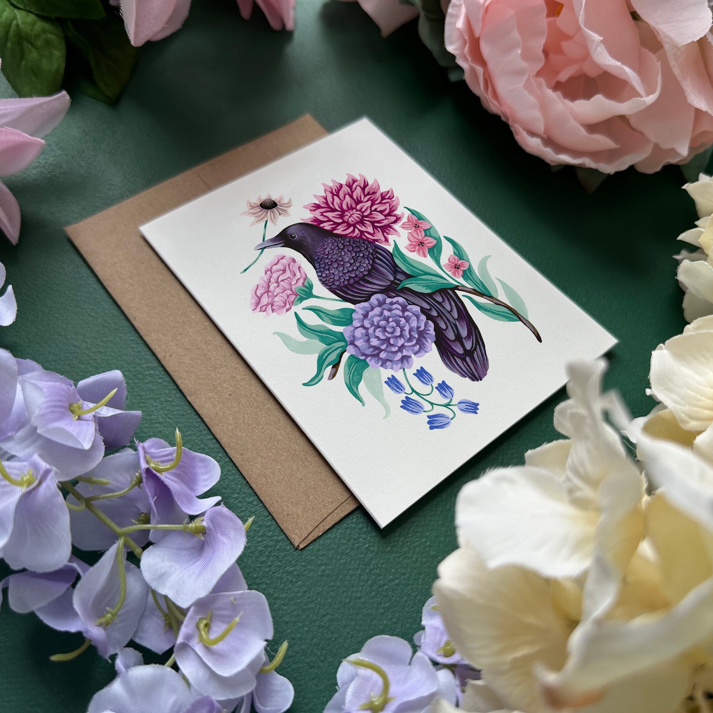 Raven Flower Greeting Card