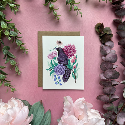 Raven Flower Greeting Card