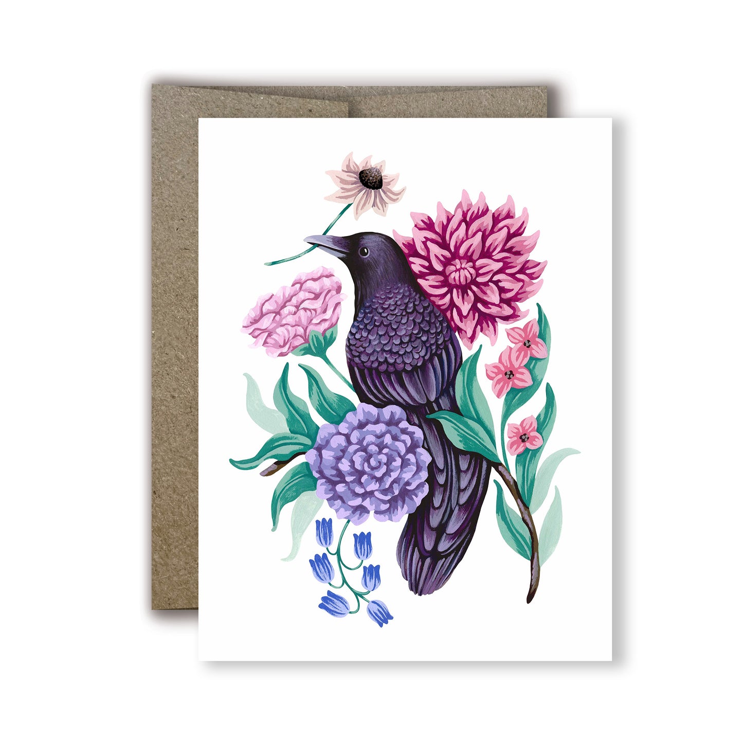 Raven Flower Greeting Card