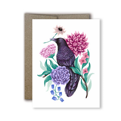 Raven Flower Greeting Card