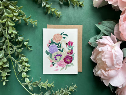 Swan Floral Greeting Card