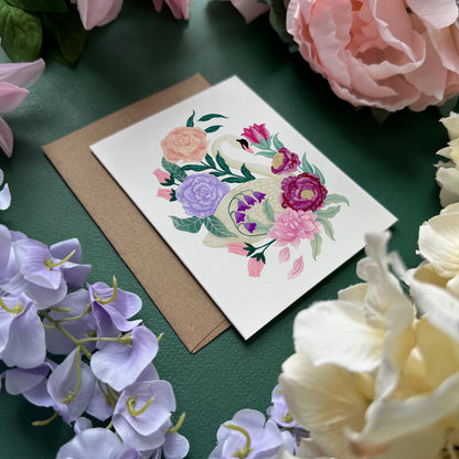 Swan Floral Greeting Card