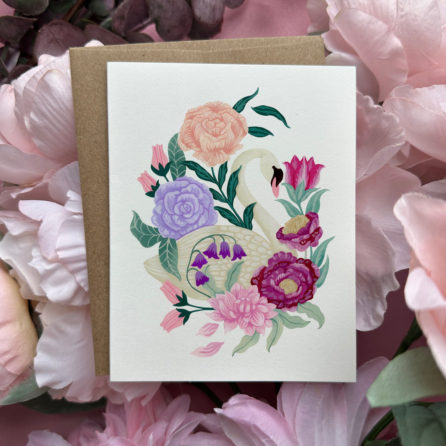 Swan Floral Greeting Card