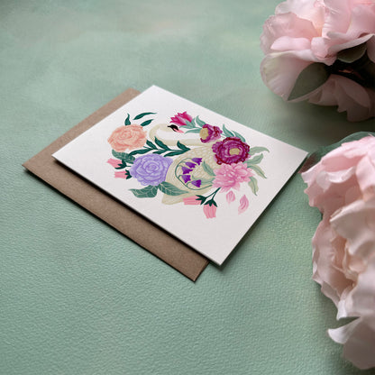 Swan Floral Greeting Card
