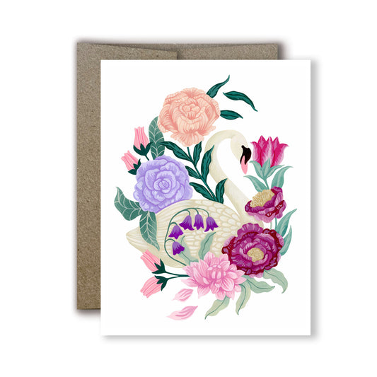 Swan Floral Greeting Card