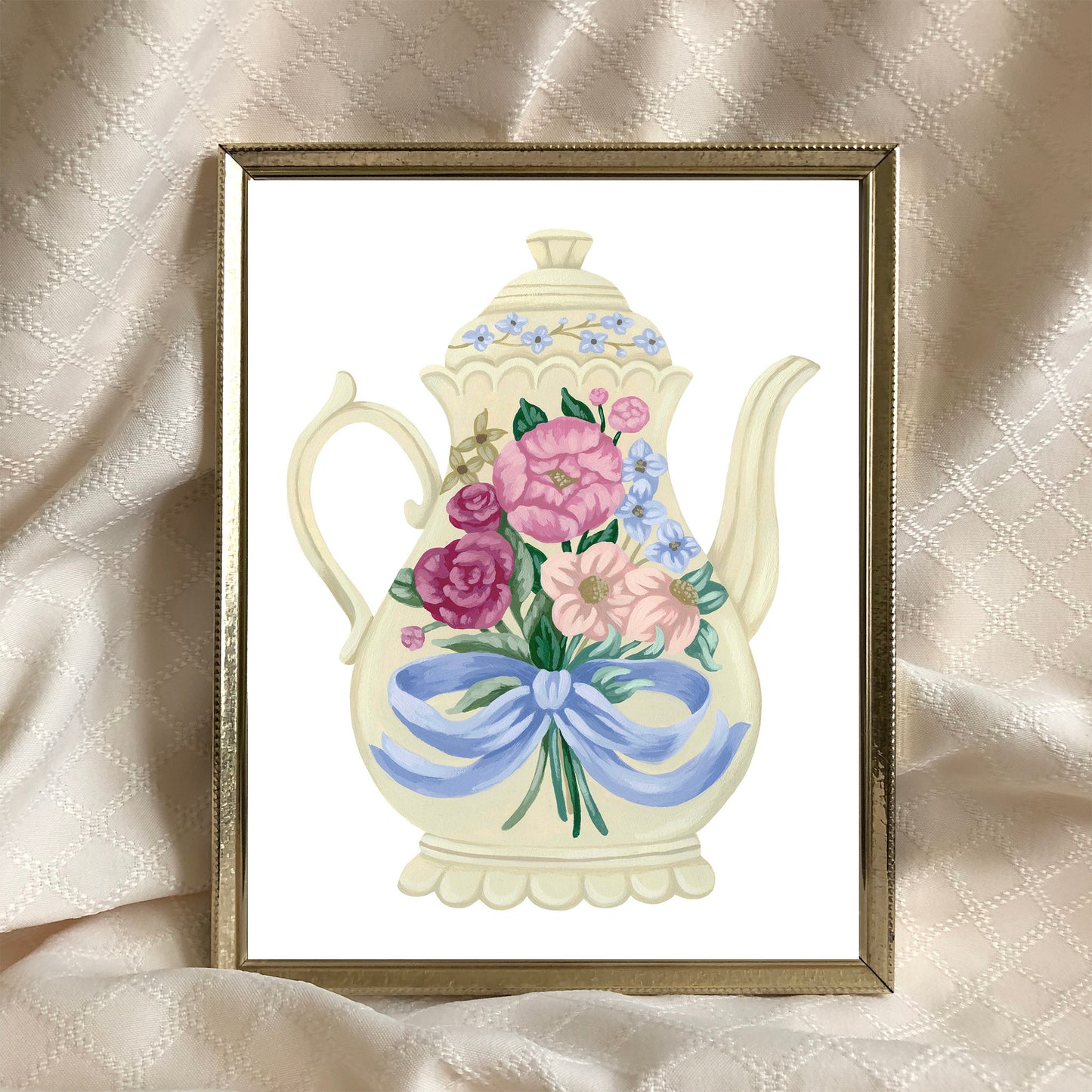 Floral Vintage Teapot Art Print