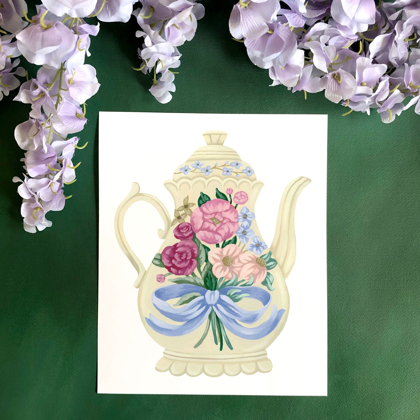 Floral Vintage Teapot Art Print