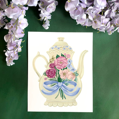 Floral Vintage Teapot Art Print