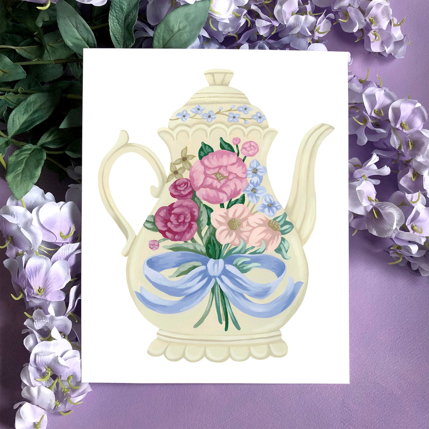 Floral Vintage Teapot Art Print