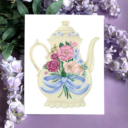 Floral Vintage Teapot Art Print