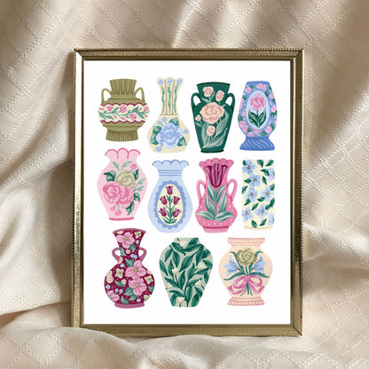 Colorful Vase Collection Art Print