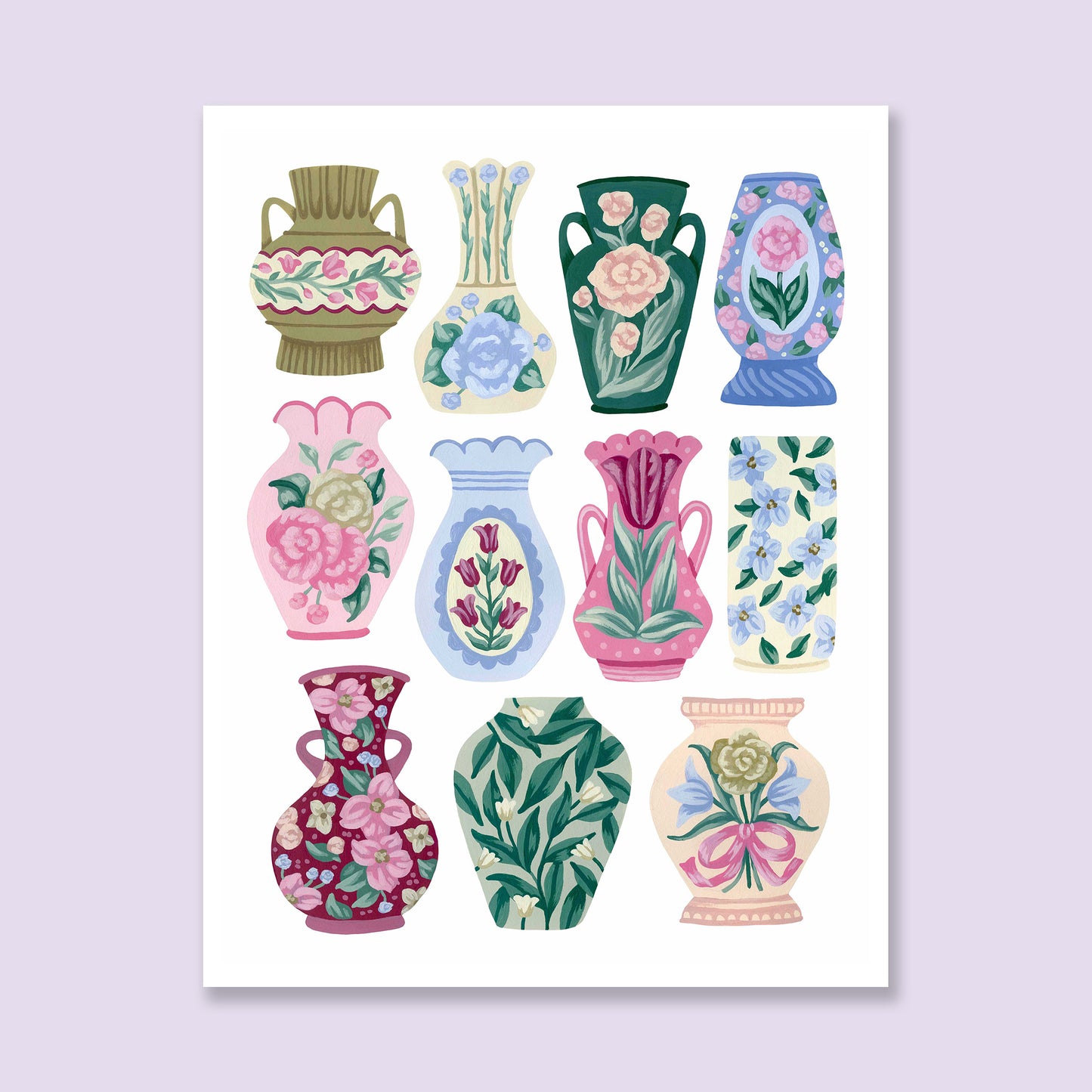 Colorful Vase Collection Art Print