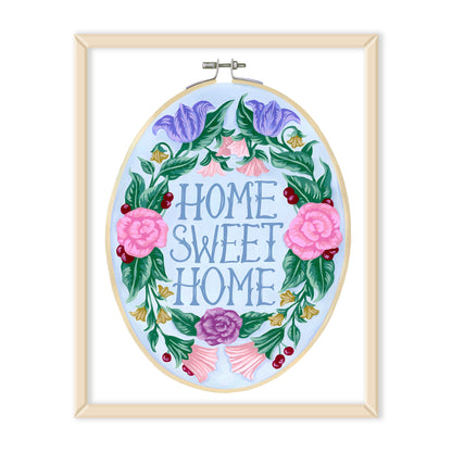 Home Sweet Home Embroidery Art Print