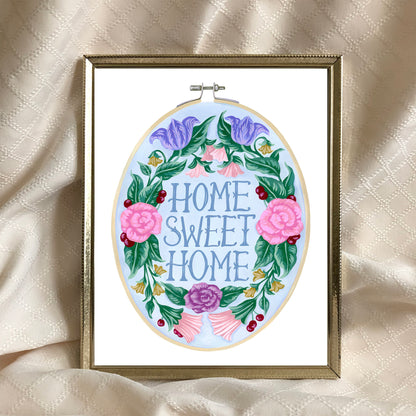 Home Sweet Home Embroidery Art Print