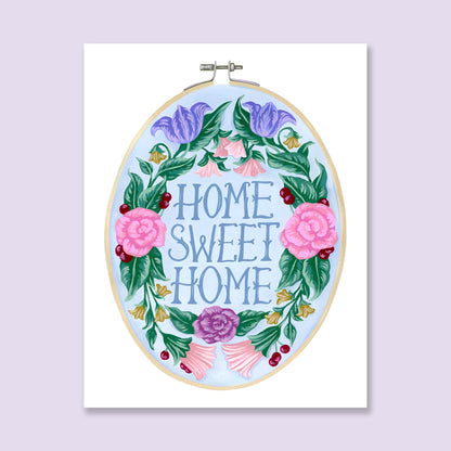 Home Sweet Home Embroidery Art Print