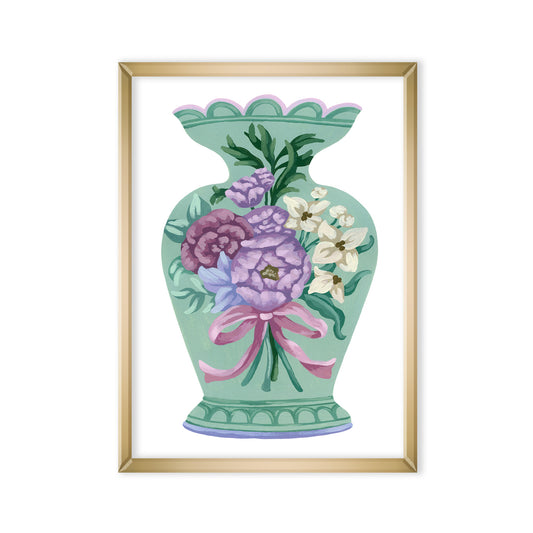 Mia Whittemore Light Green Vase with Flowers Mini Art Print Main Image 1