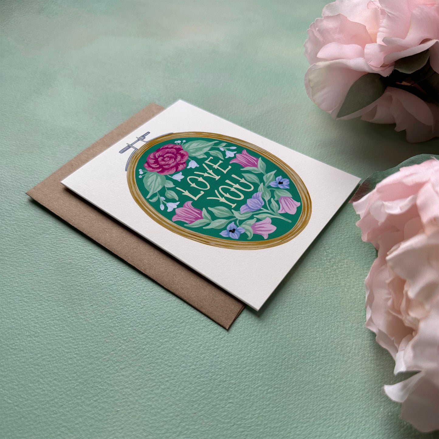 Love You Embroidery Greeting Card