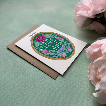 Love You Embroidery Greeting Card
