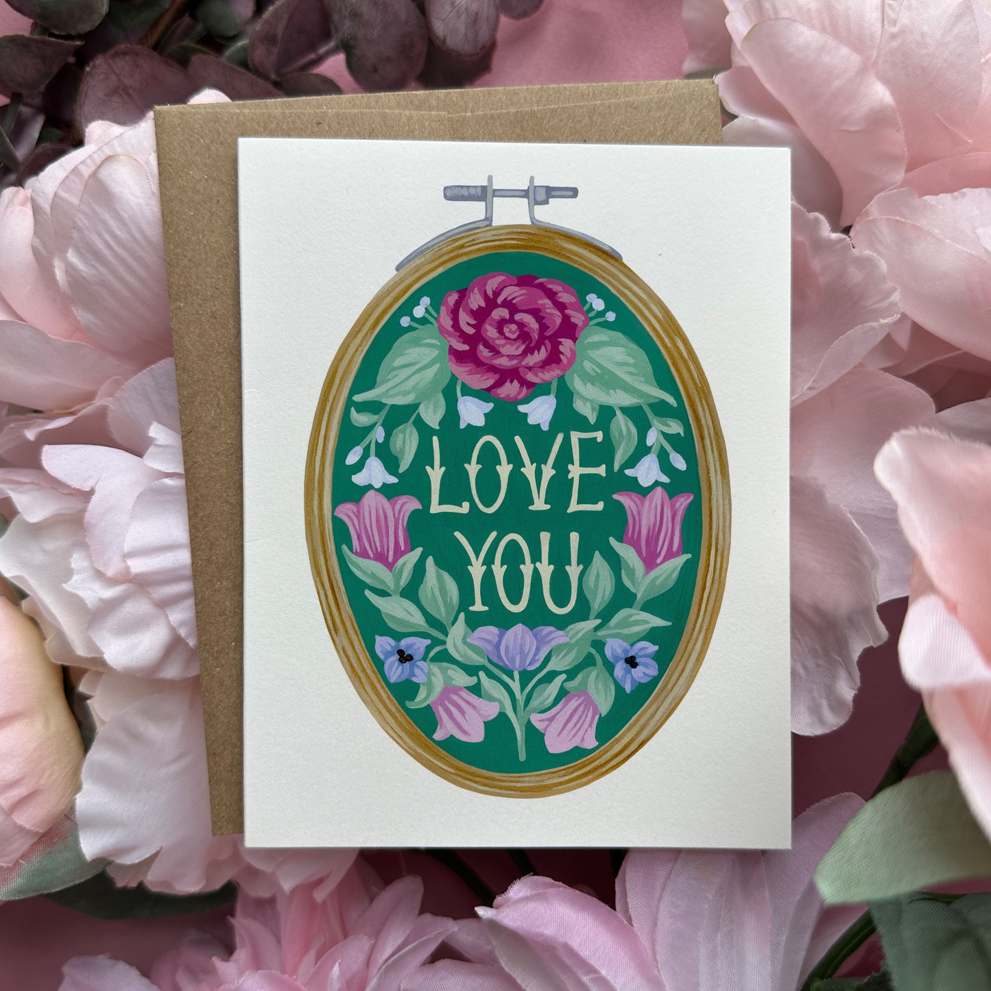 Love You Embroidery Greeting Card