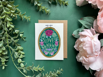 Love You Embroidery Greeting Card