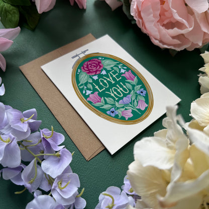 Love You Embroidery Greeting Card