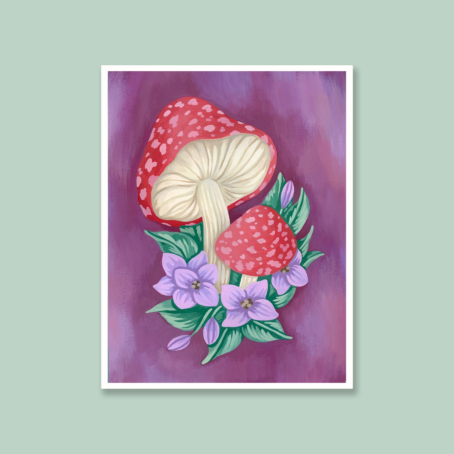 Mushrooms with Flowers Mini Art Print