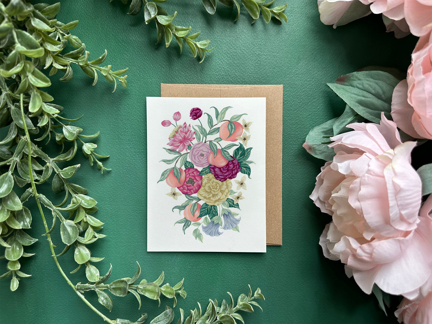 Peach Floral Greeting Card