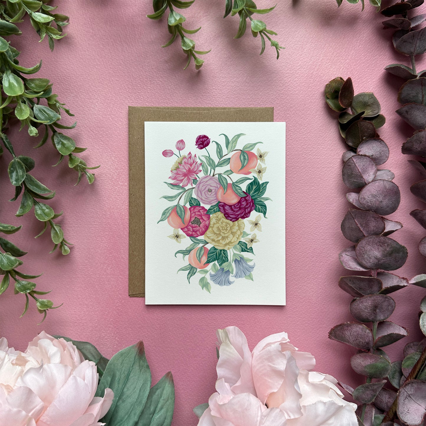 Peach Floral Greeting Card