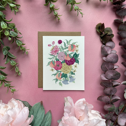 Peach Floral Greeting Card