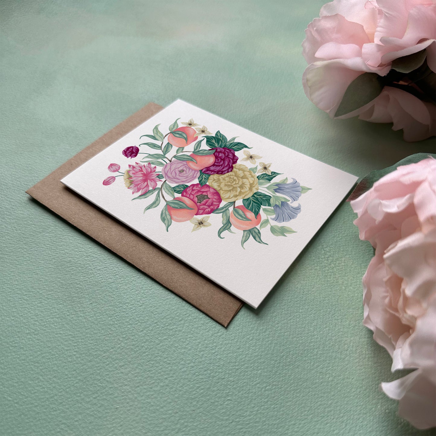 Peach Floral Greeting Card