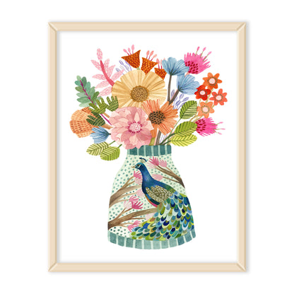 Peacock Vase Art Print