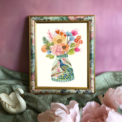Peacock Vase Art Print