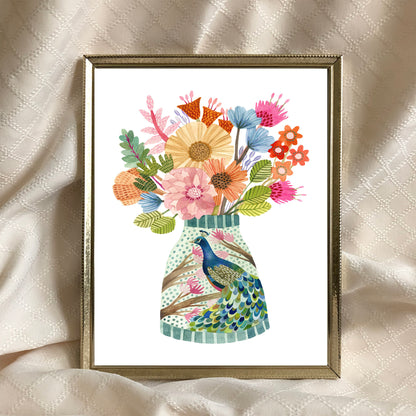 Peacock Vase Art Print